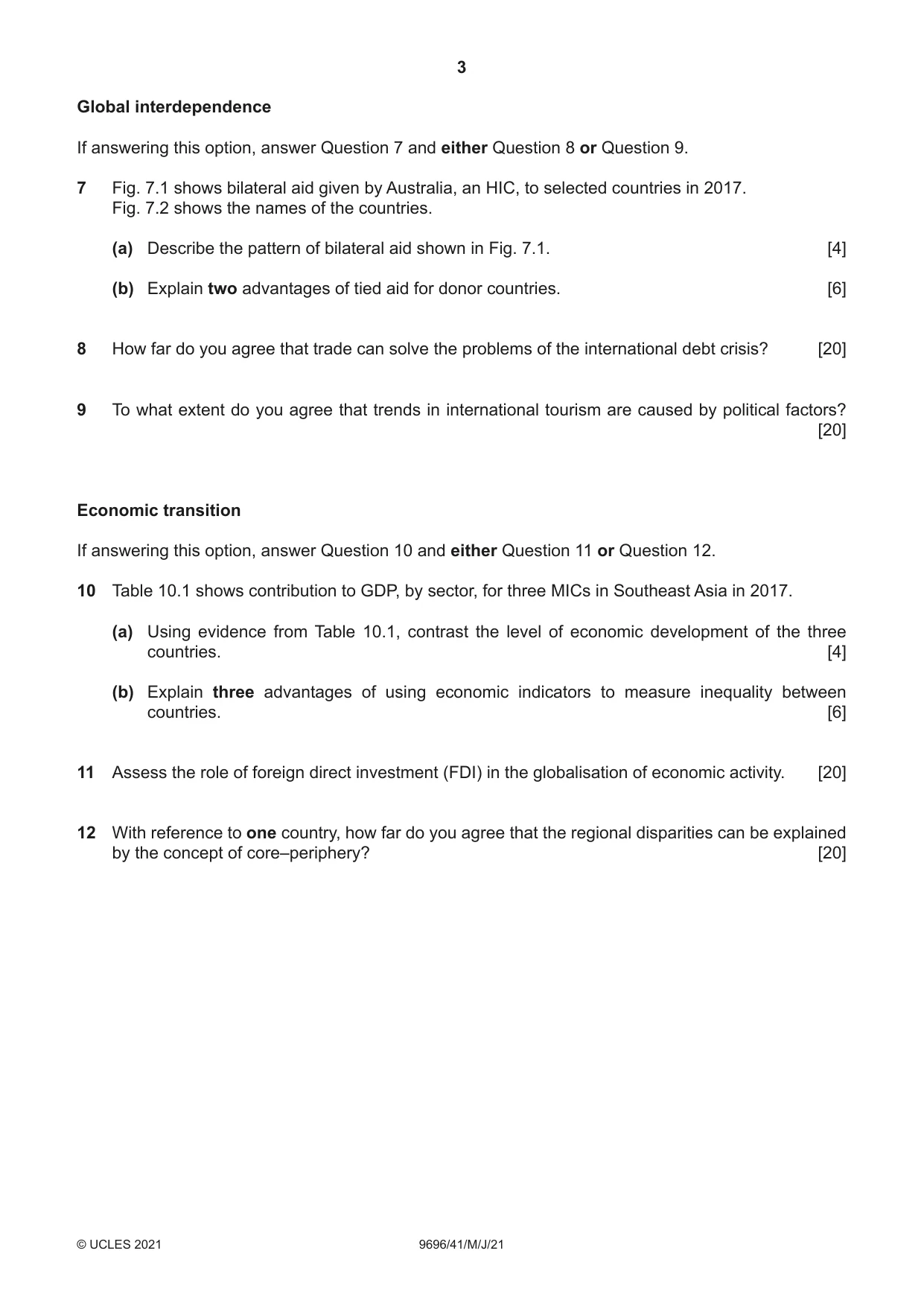 Cambridge A Level Geography 9696 2021 May/June Paper 4 · Variant 1 question paper, page 3 of 4