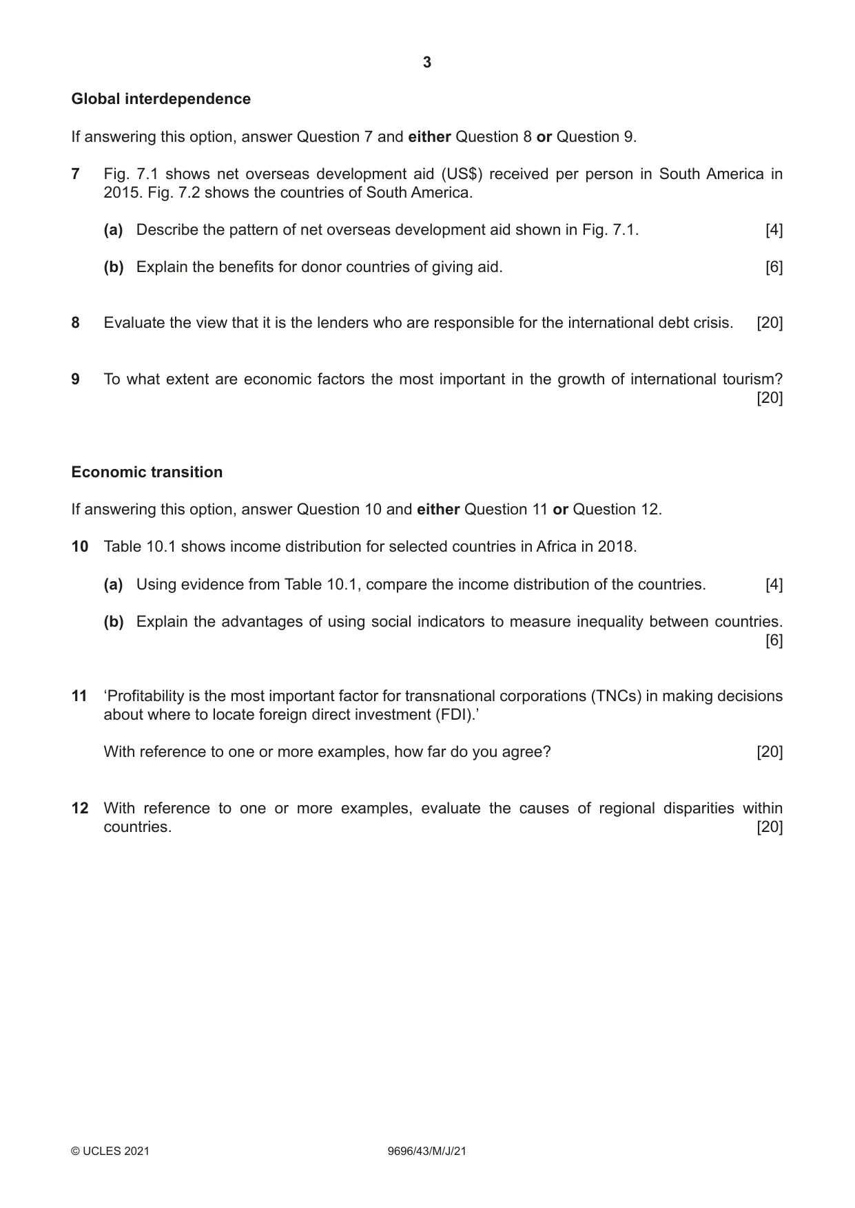 Cambridge A Level Geography 9696 2021 May/June Paper 4 · Variant 3 question paper, page 3 of 4