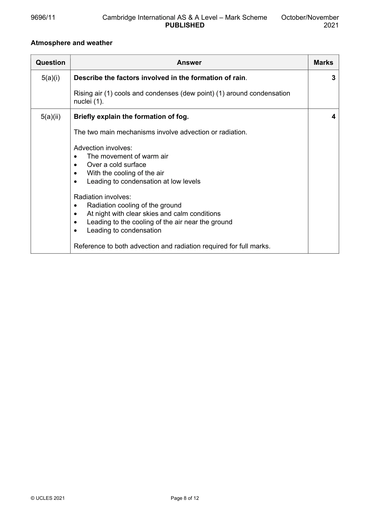 Mark scheme, page 8 of 12