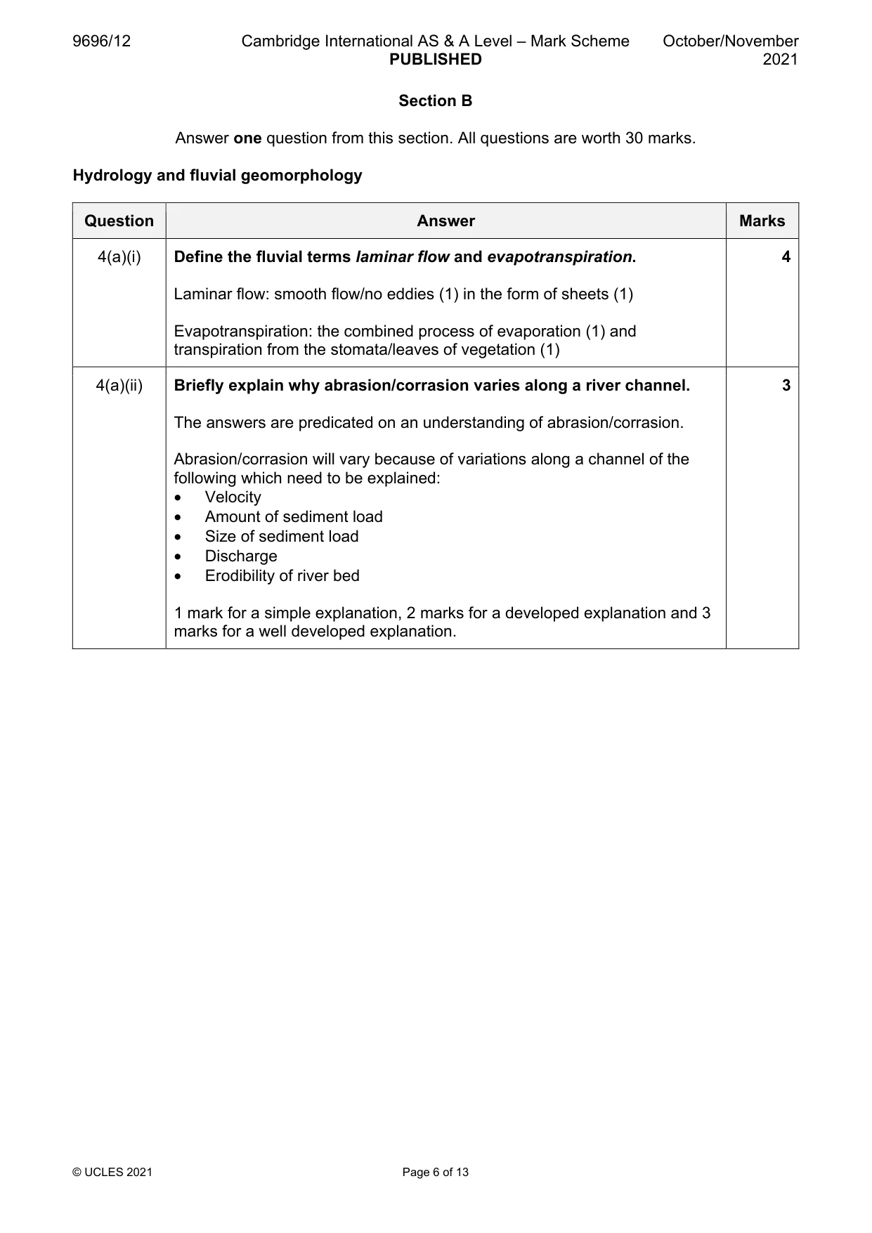 Mark scheme, page 6 of 13