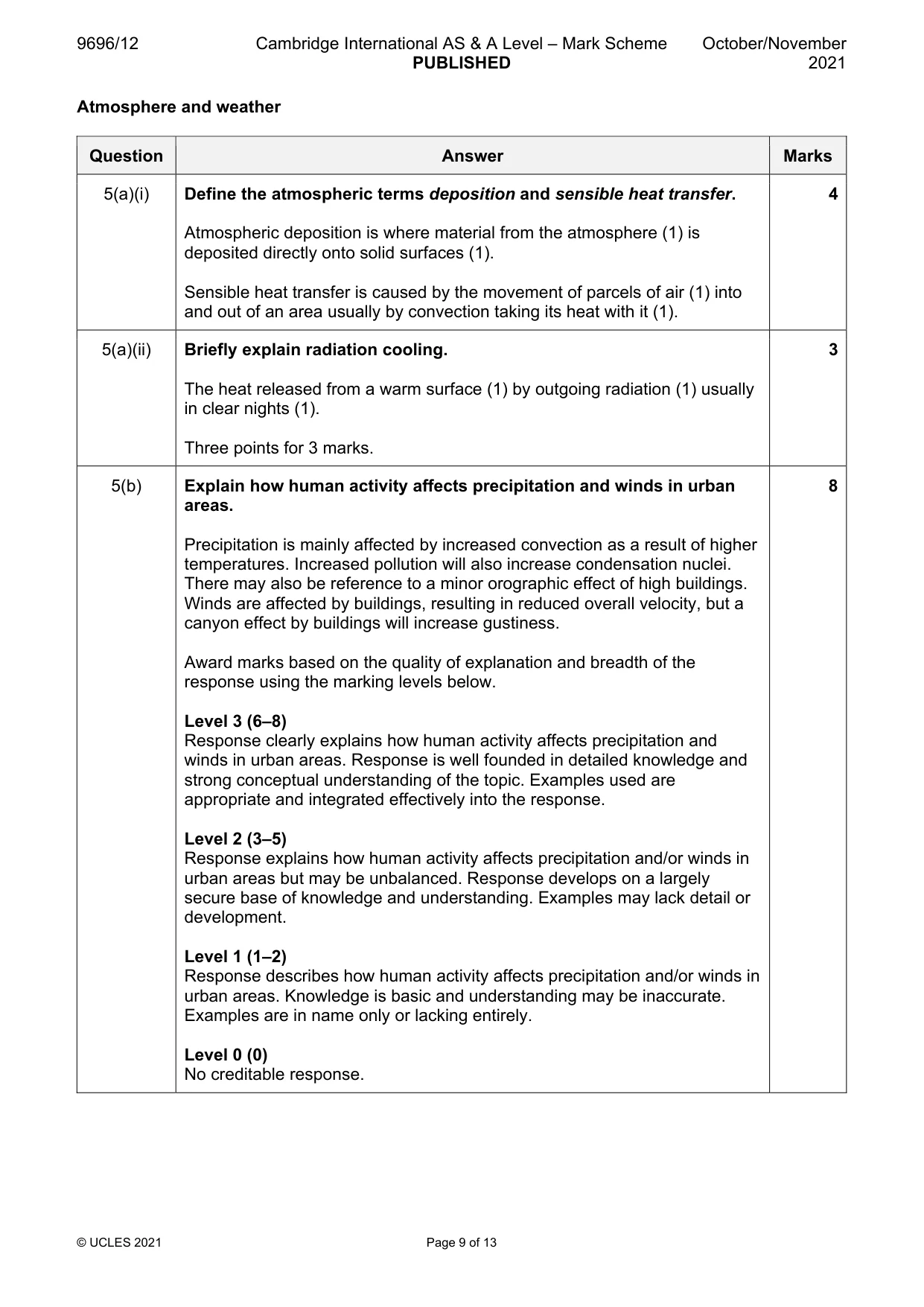 Mark scheme, page 9 of 13