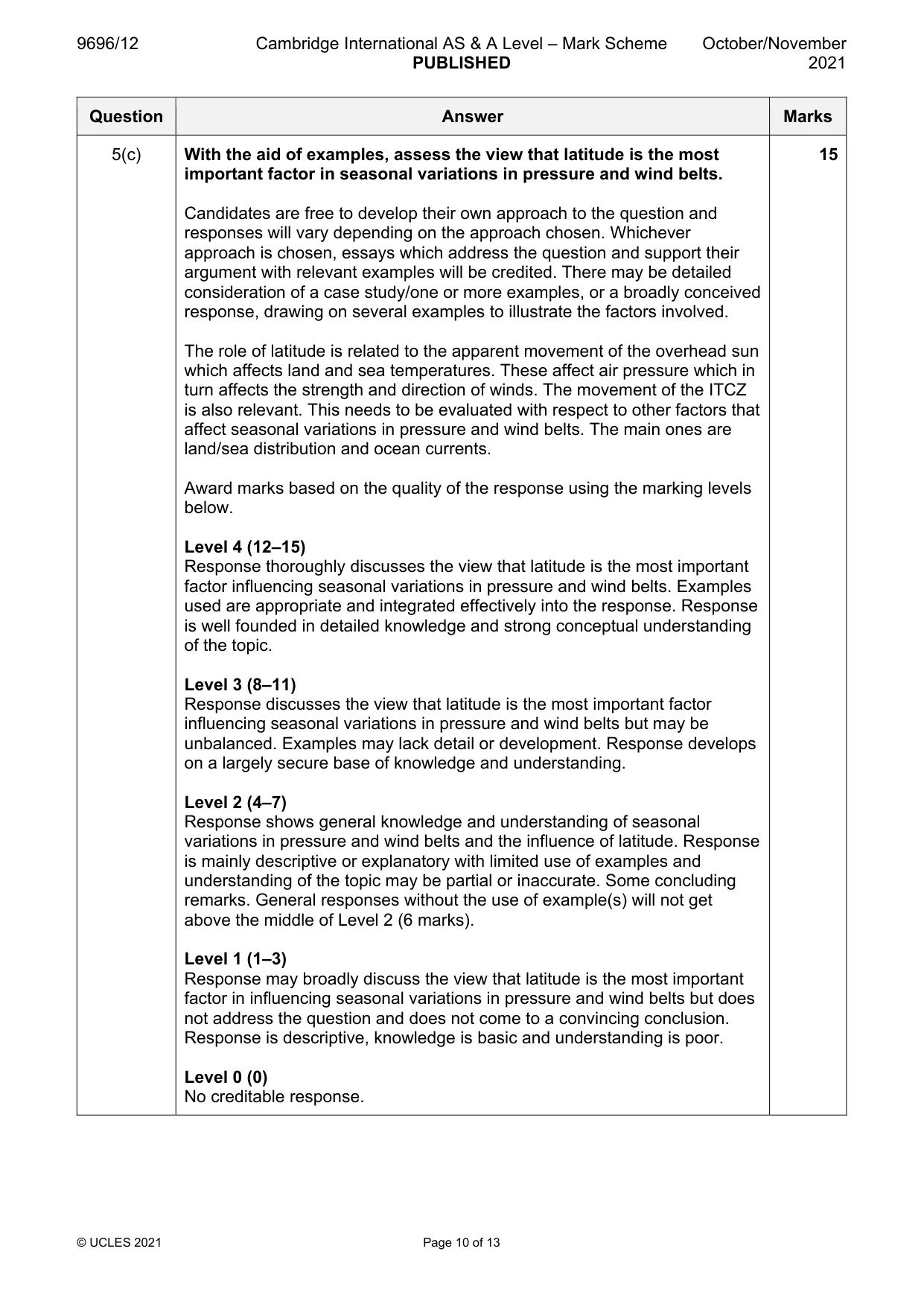 Mark scheme, page 10 of 13