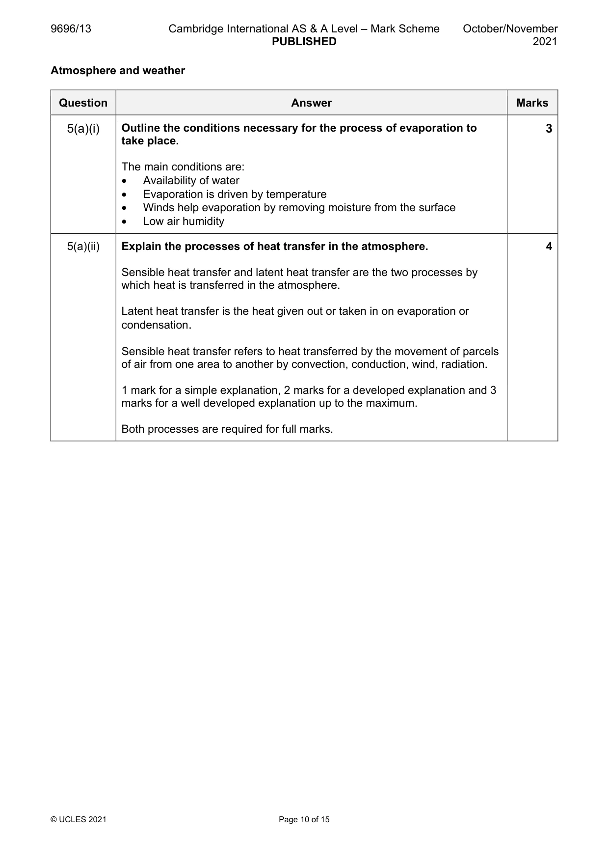 Mark scheme, page 10 of 15