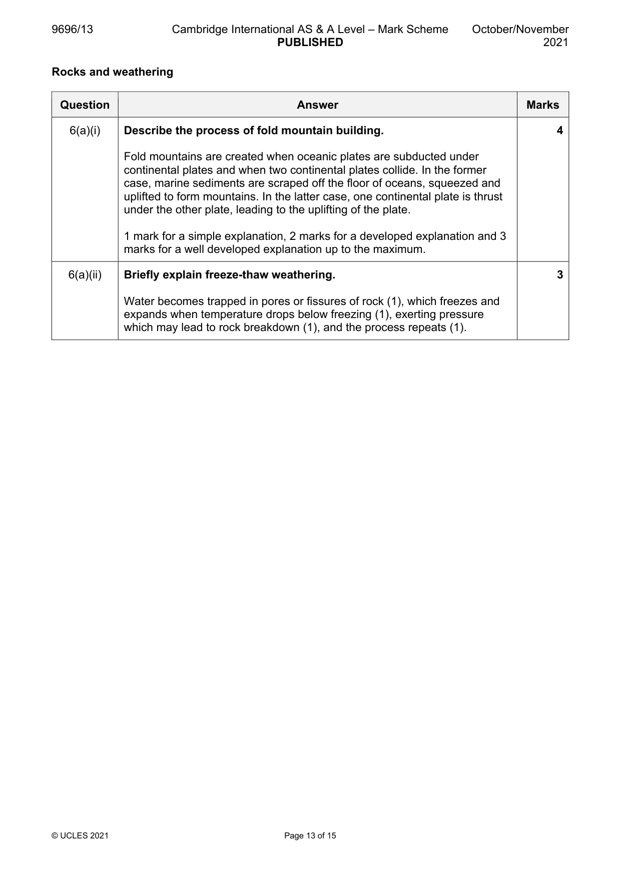 Mark scheme, page 13 of 15