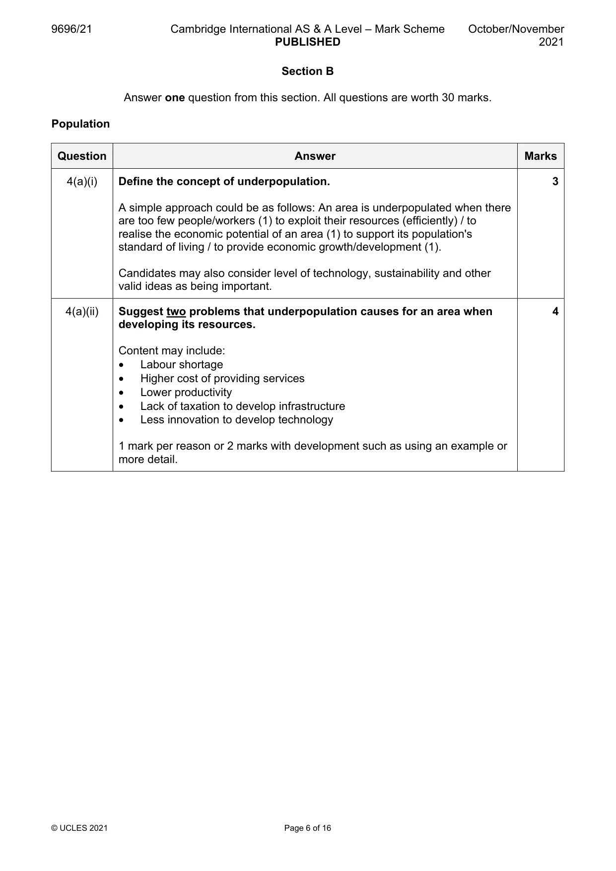 Mark scheme, page 6 of 16