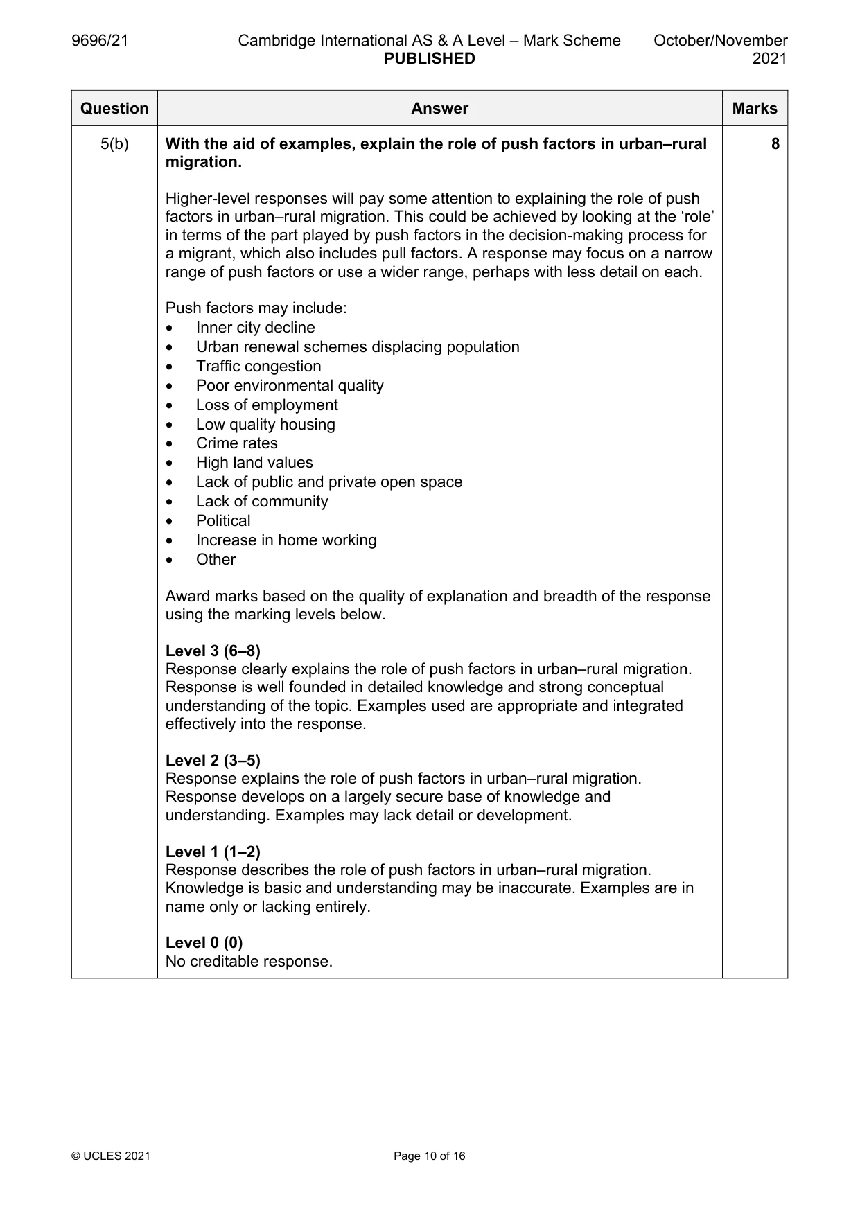 Mark scheme, page 10 of 16