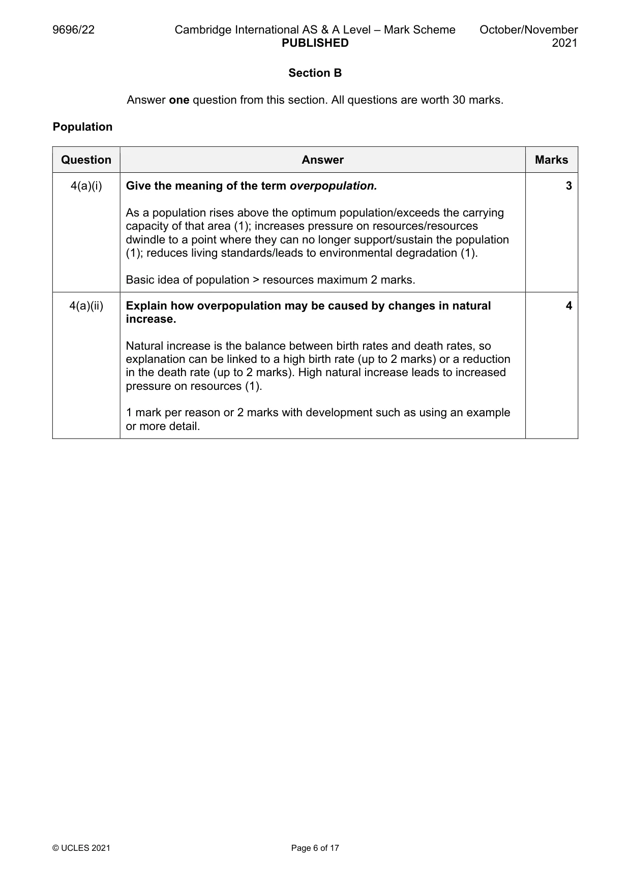Mark scheme, page 6 of 17