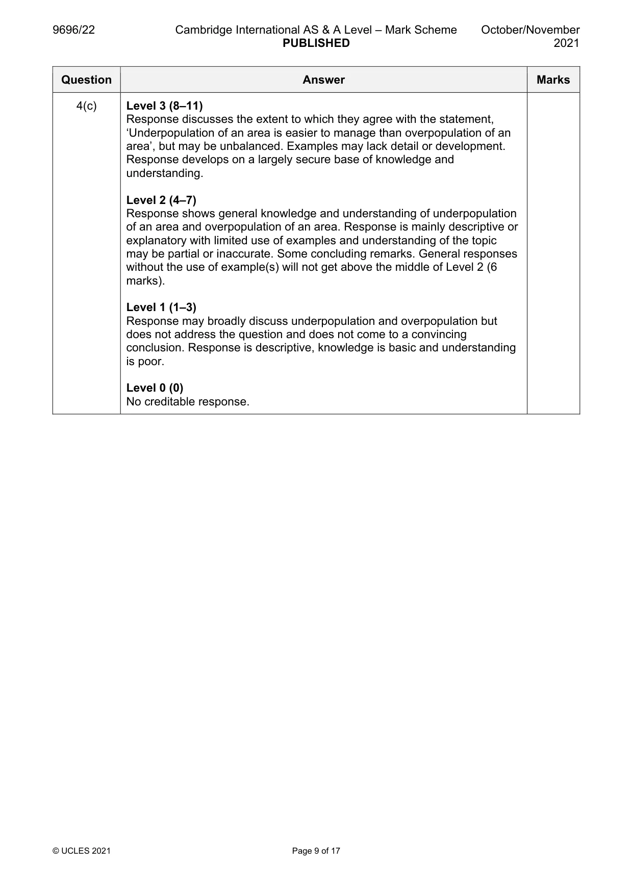 Mark scheme, page 9 of 17