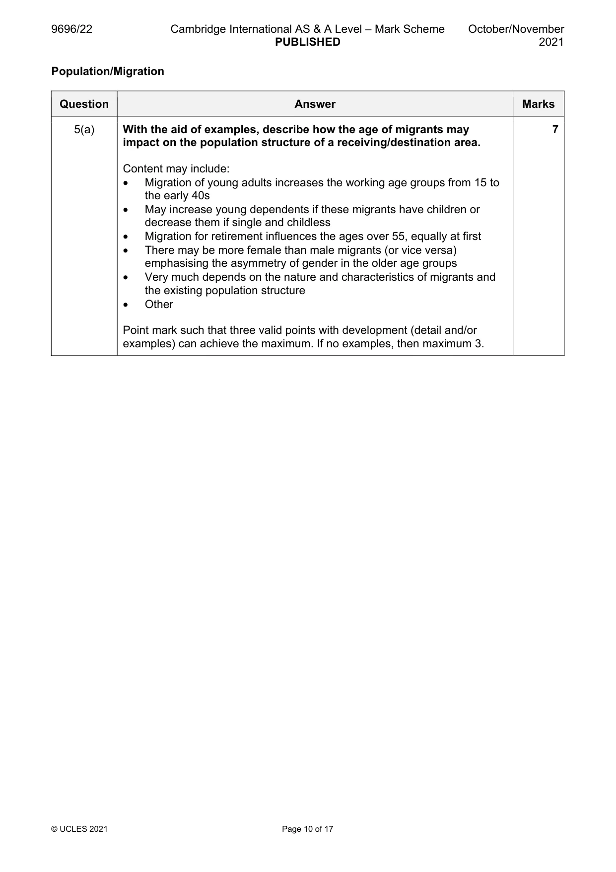 Mark scheme, page 10 of 17