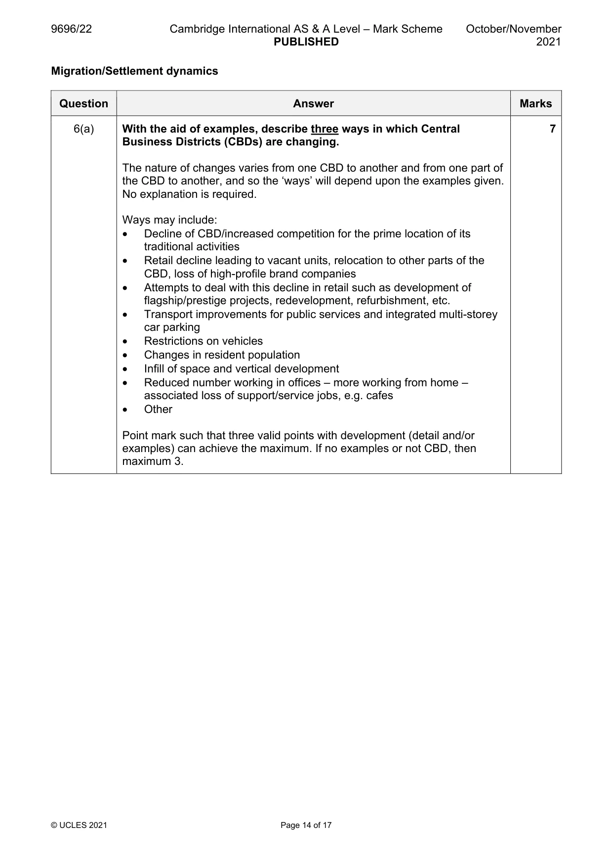 Mark scheme, page 14 of 17