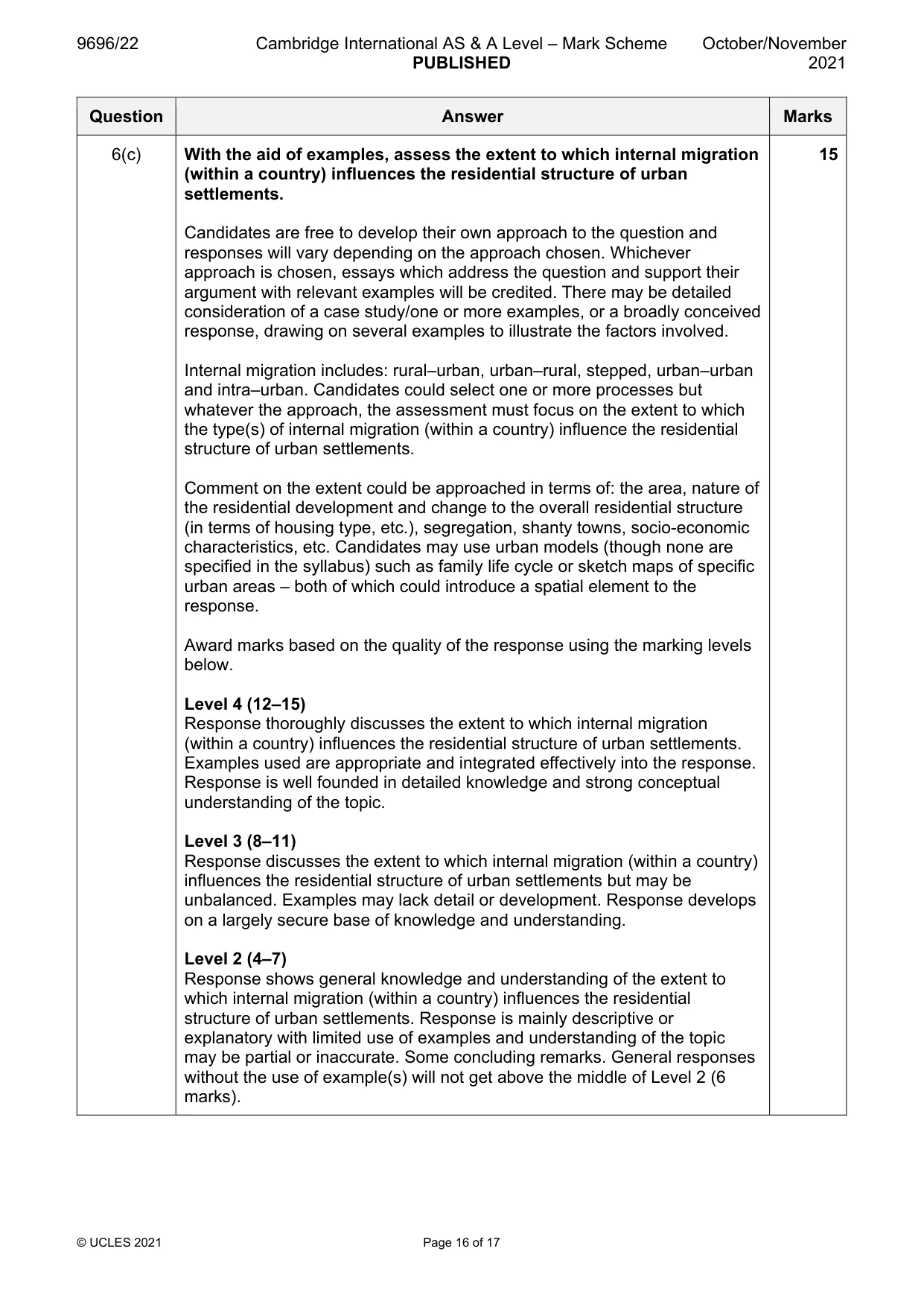 Mark scheme, page 16 of 17