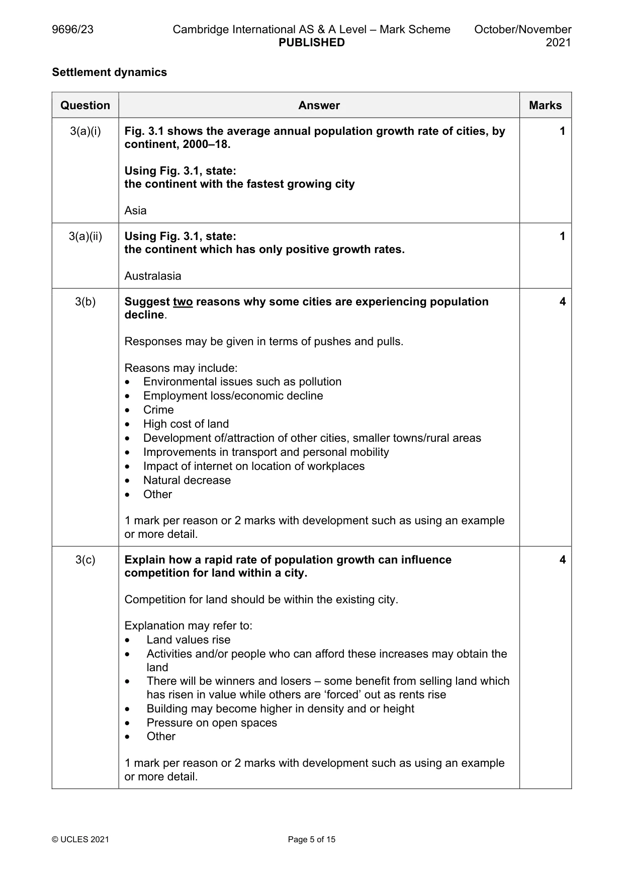 Mark scheme, page 5 of 15