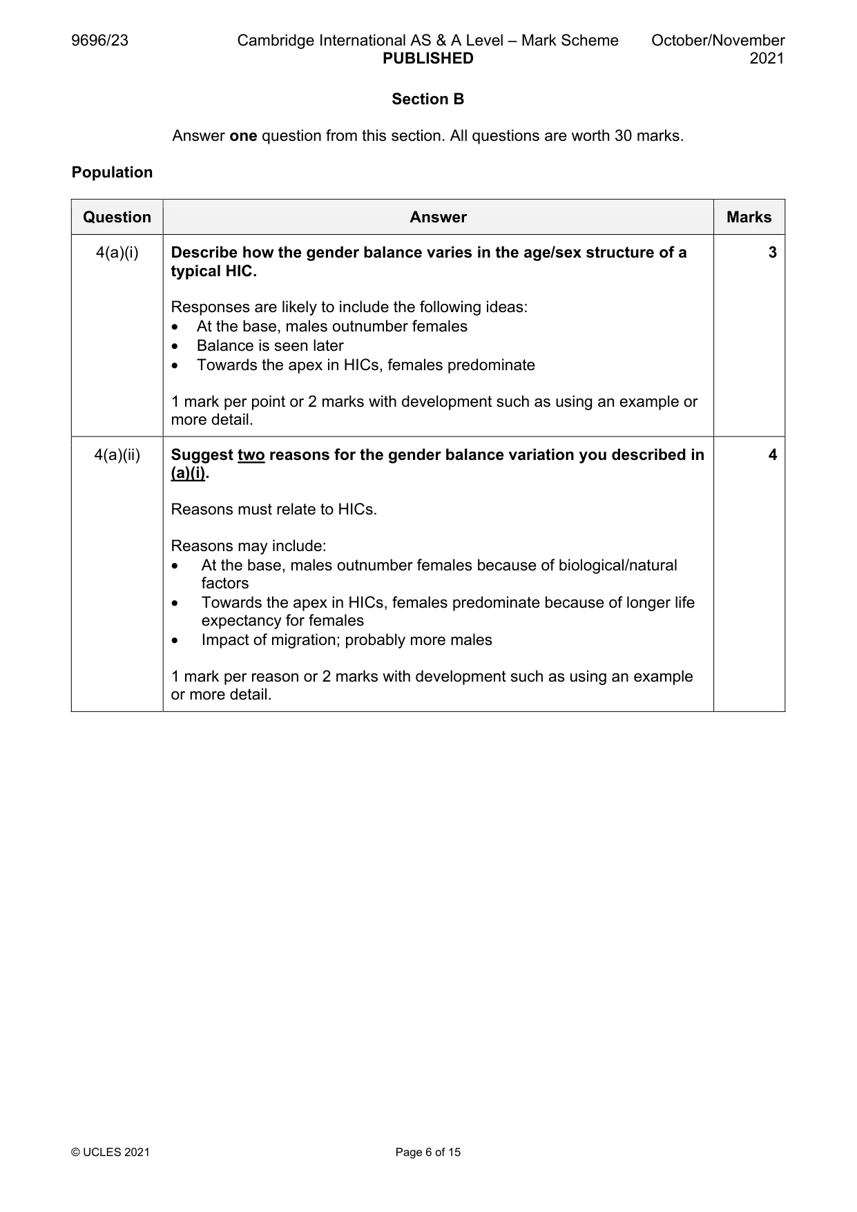 Mark scheme, page 6 of 15