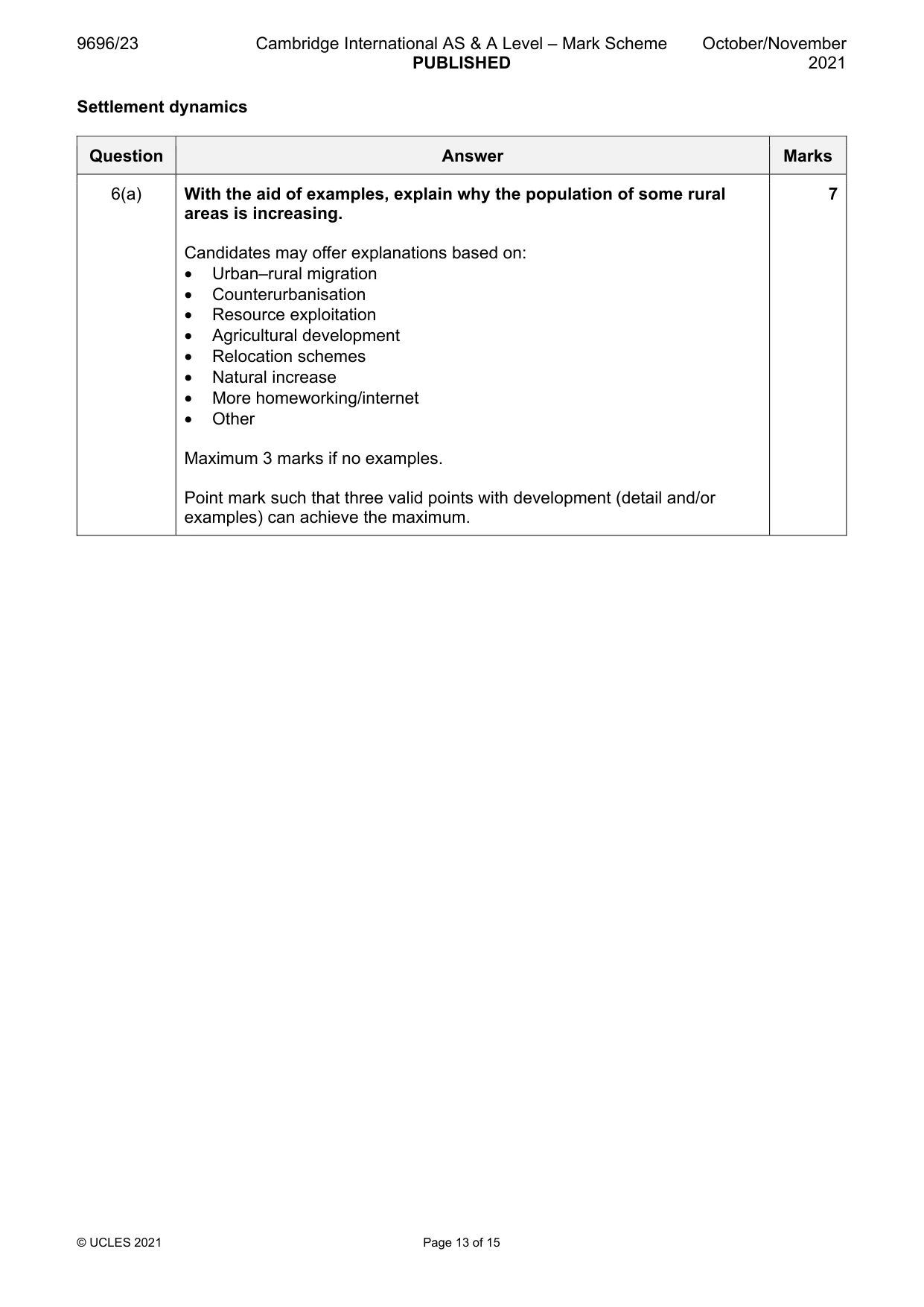 Mark scheme, page 13 of 15