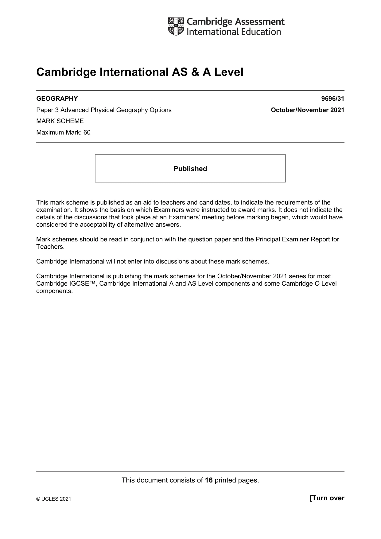 Mark scheme, page 1 of 16