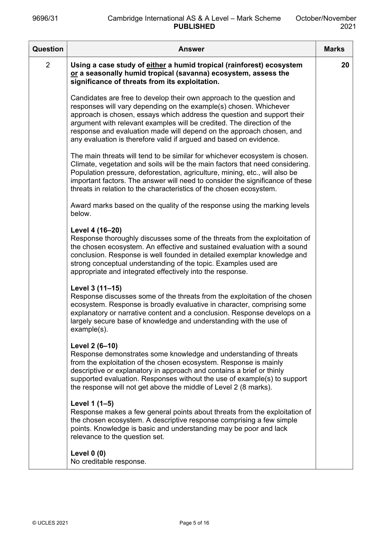 Mark scheme, page 5 of 16