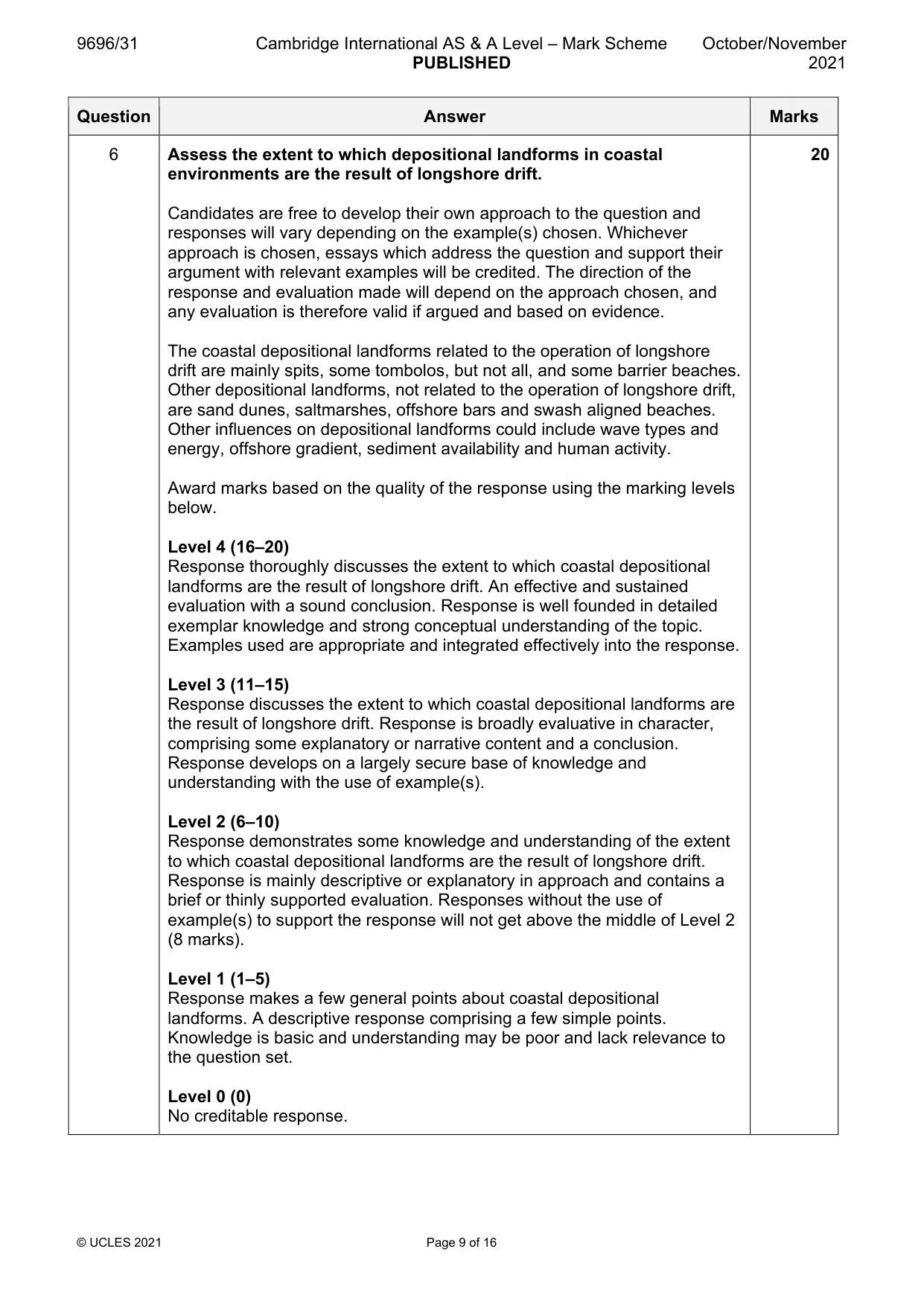 Mark scheme, page 9 of 16