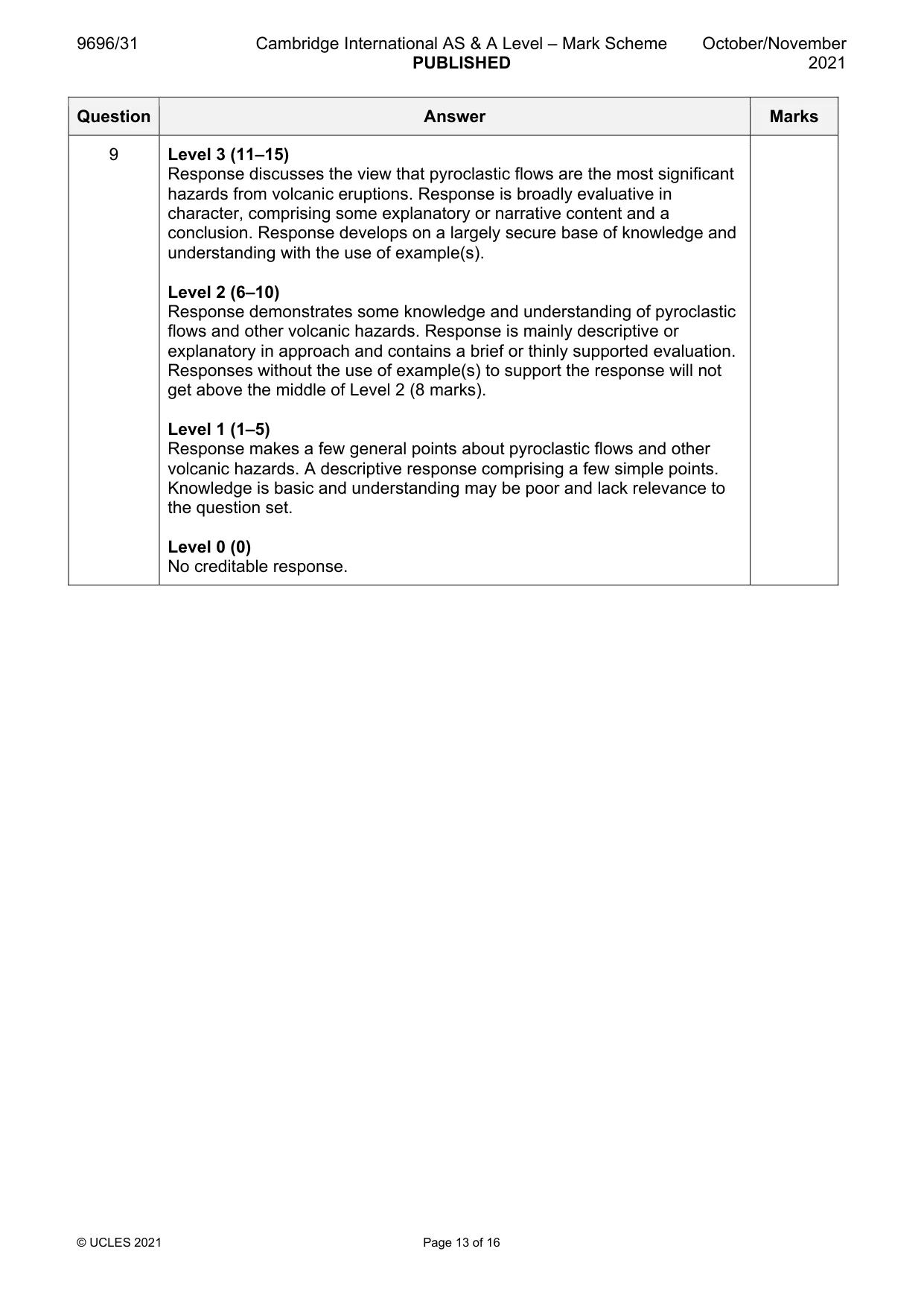 Mark scheme, page 13 of 16