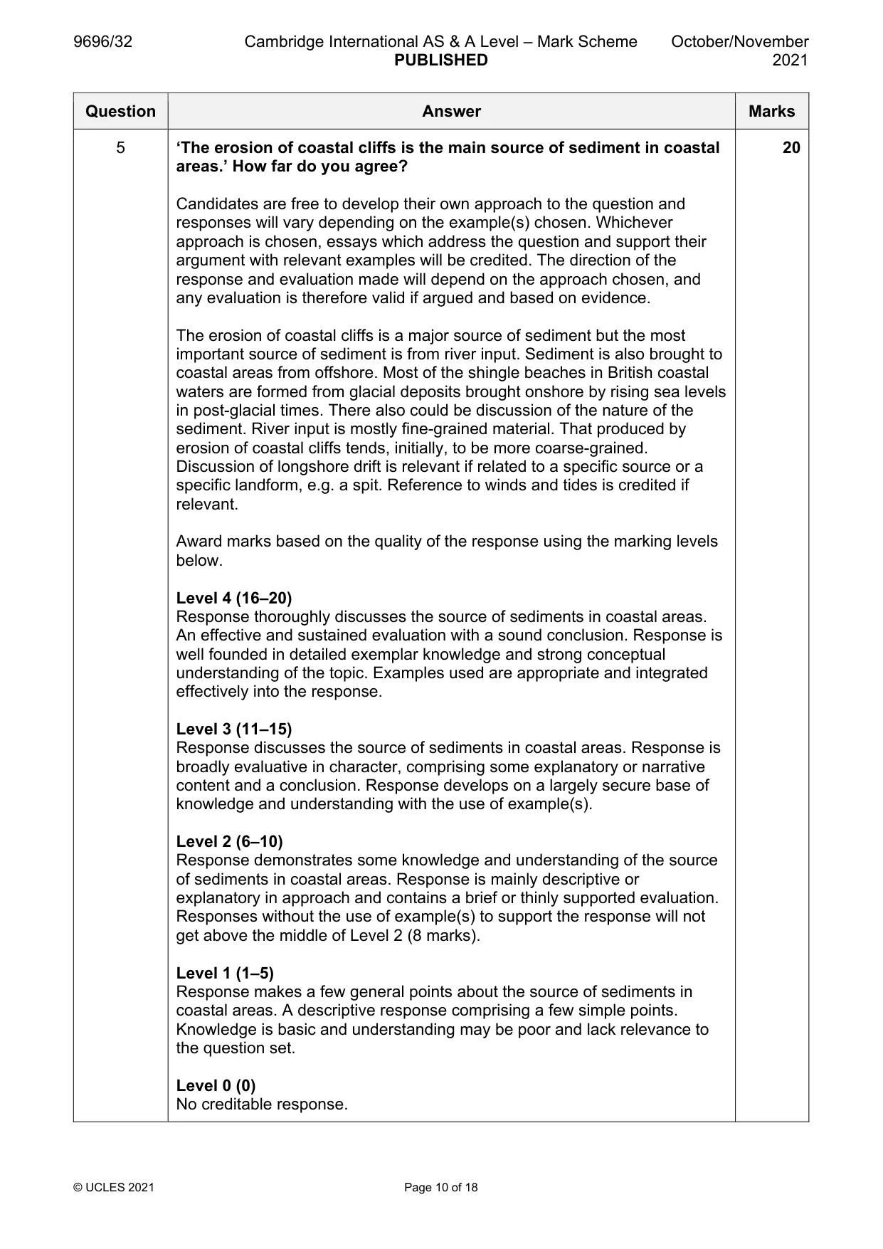 Mark scheme, page 10 of 18