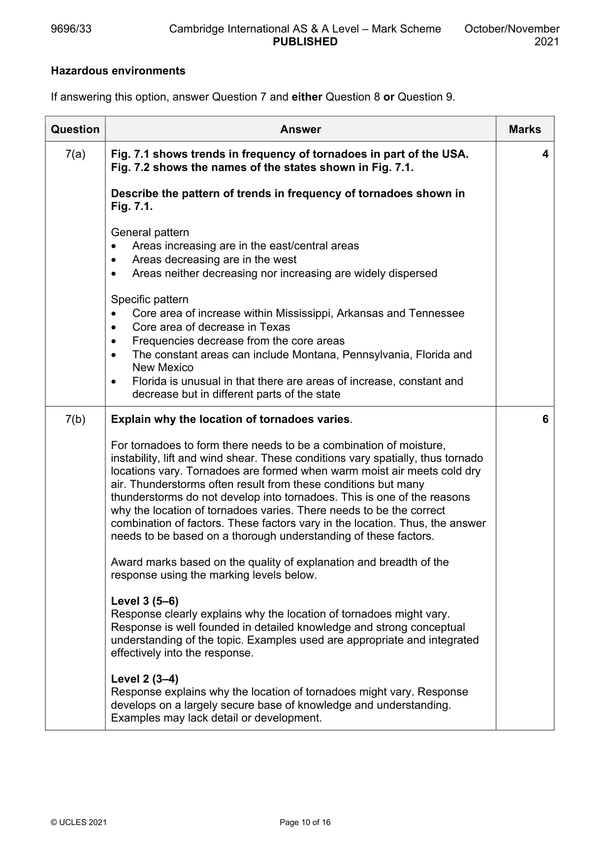 Mark scheme, page 10 of 16