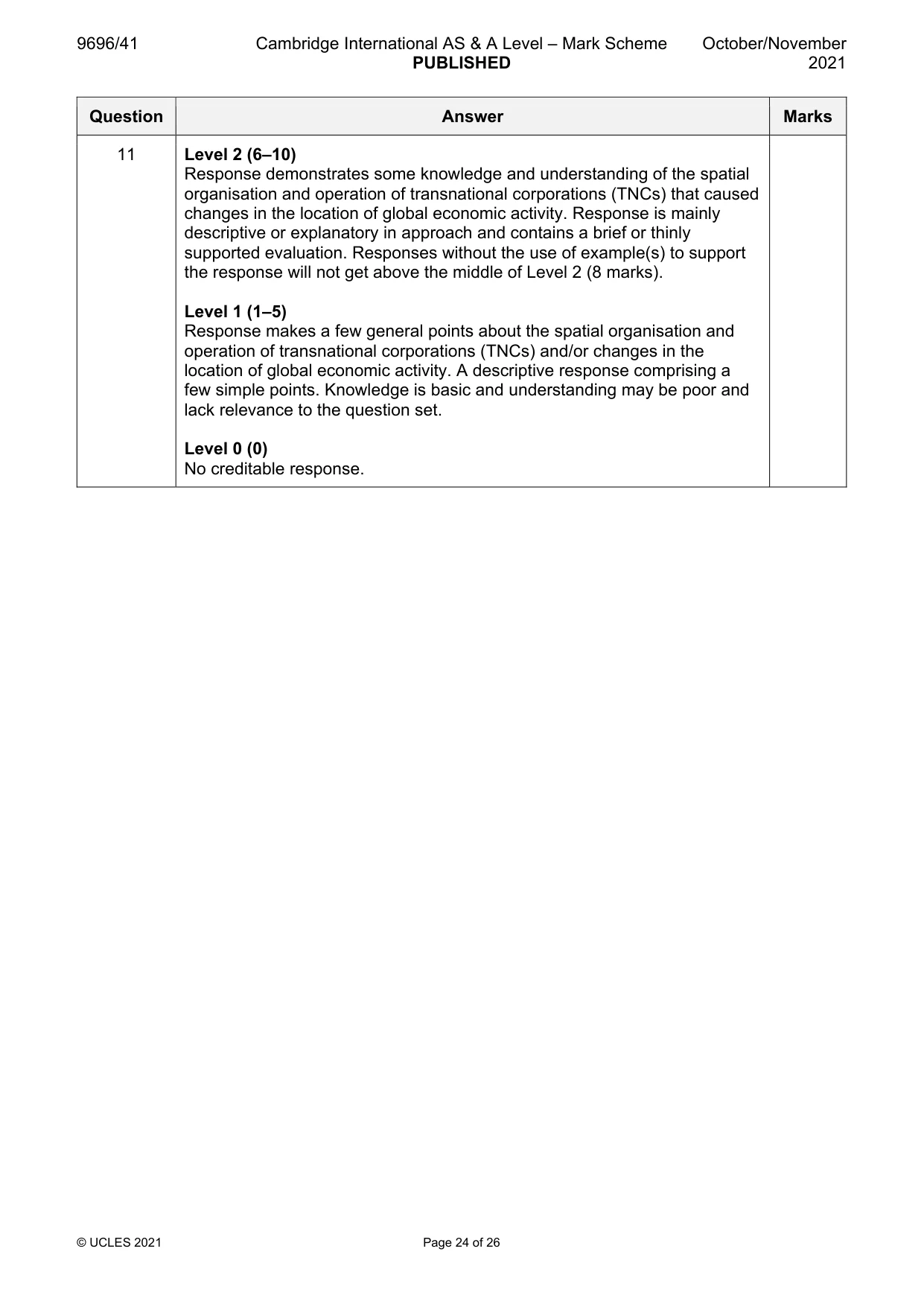 Mark scheme, page 24 of 26