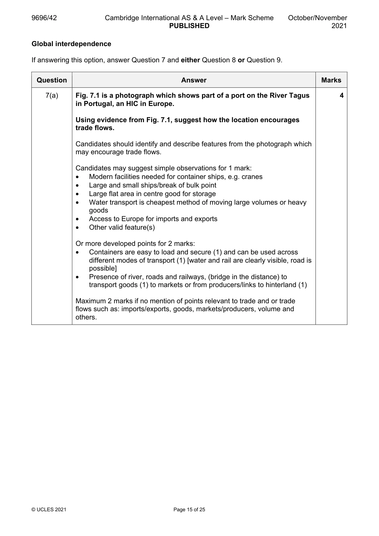 Mark scheme, page 15 of 25