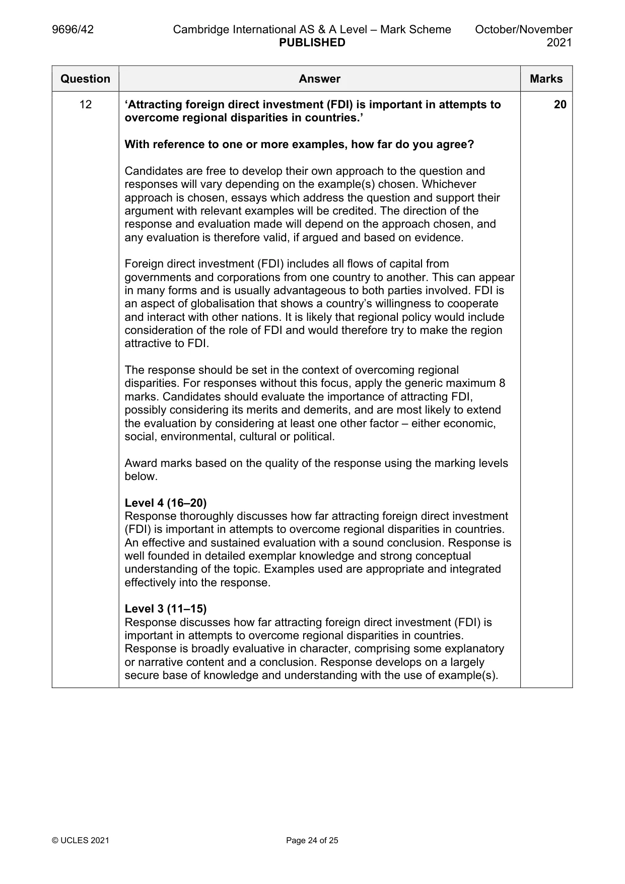Mark scheme, page 24 of 25