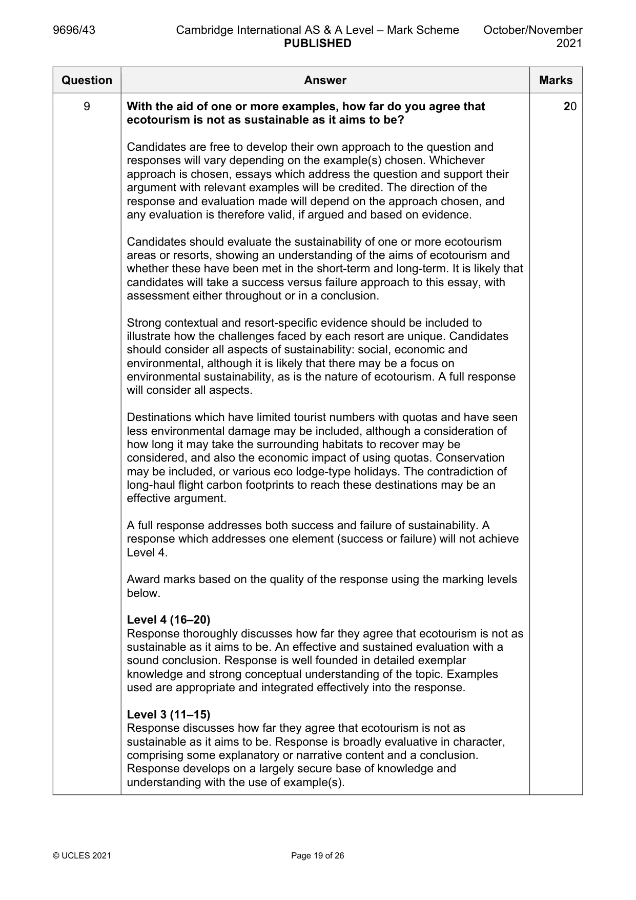 Mark scheme, page 19 of 26