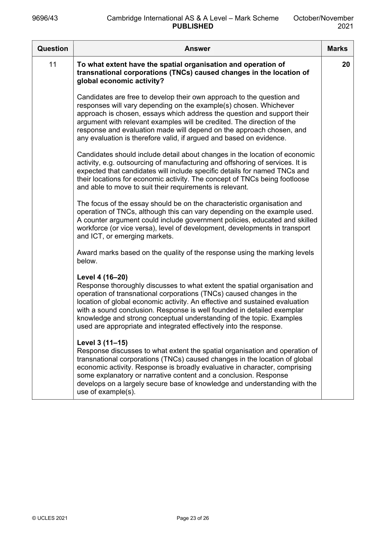 Mark scheme, page 23 of 26