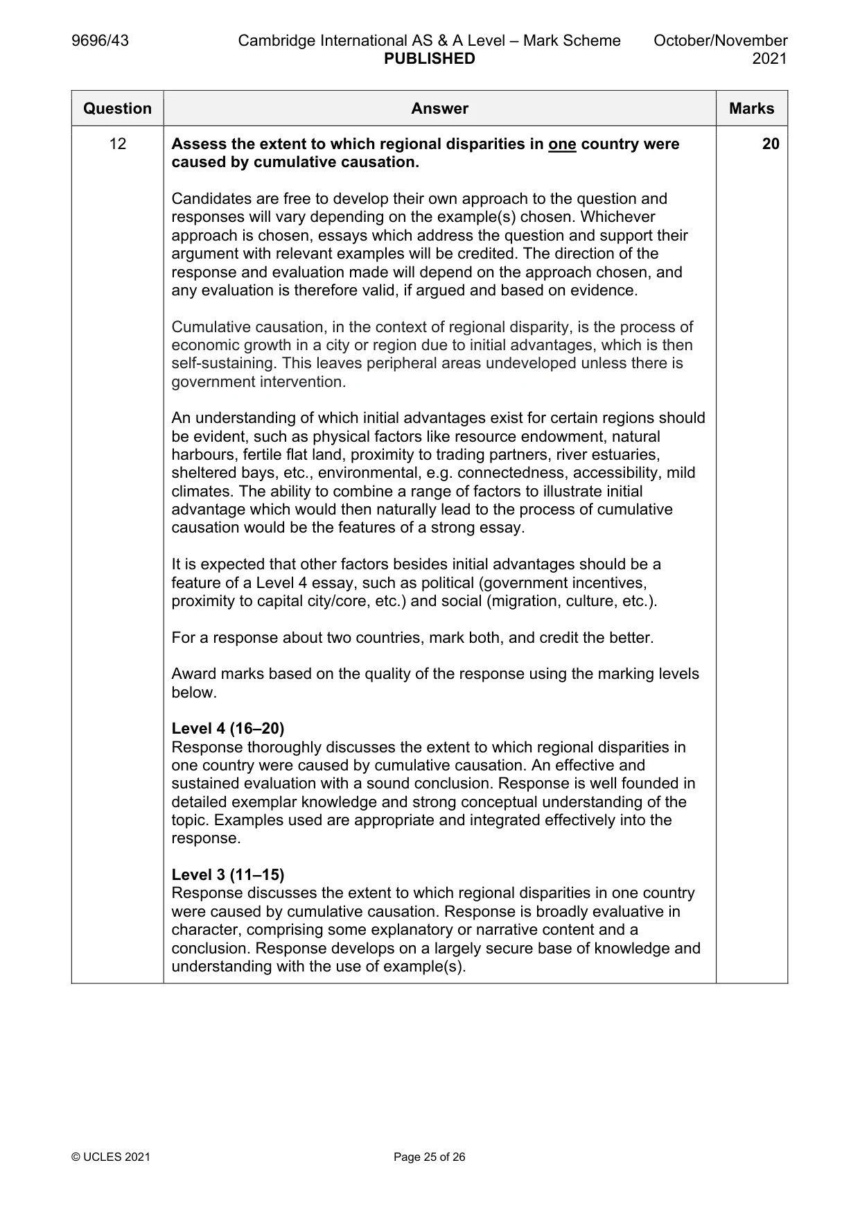 Mark scheme, page 25 of 26