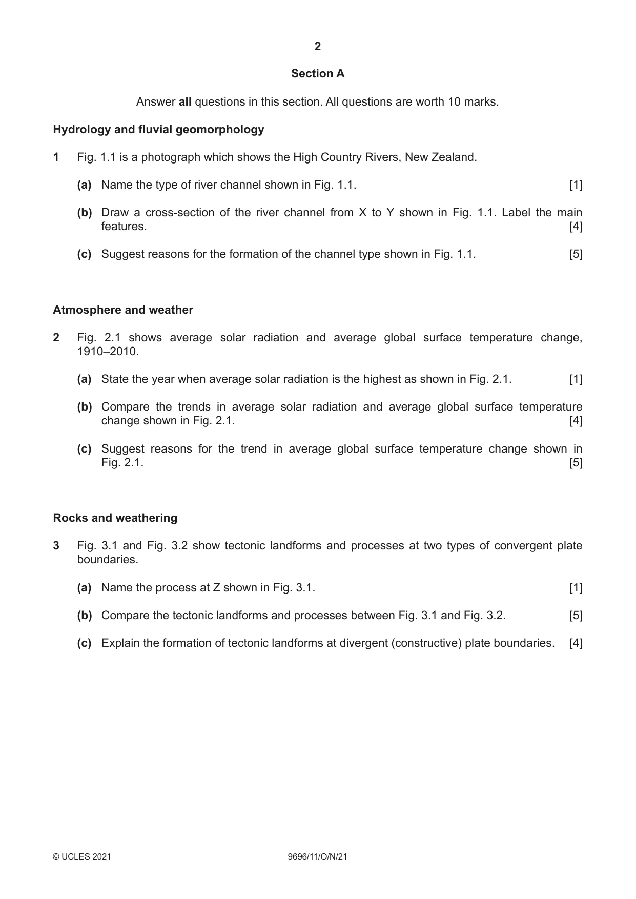 Cambridge A Level Geography 9696 2021 Oct/Nov Paper 1 · Variant 1 question paper, page 2 of 4