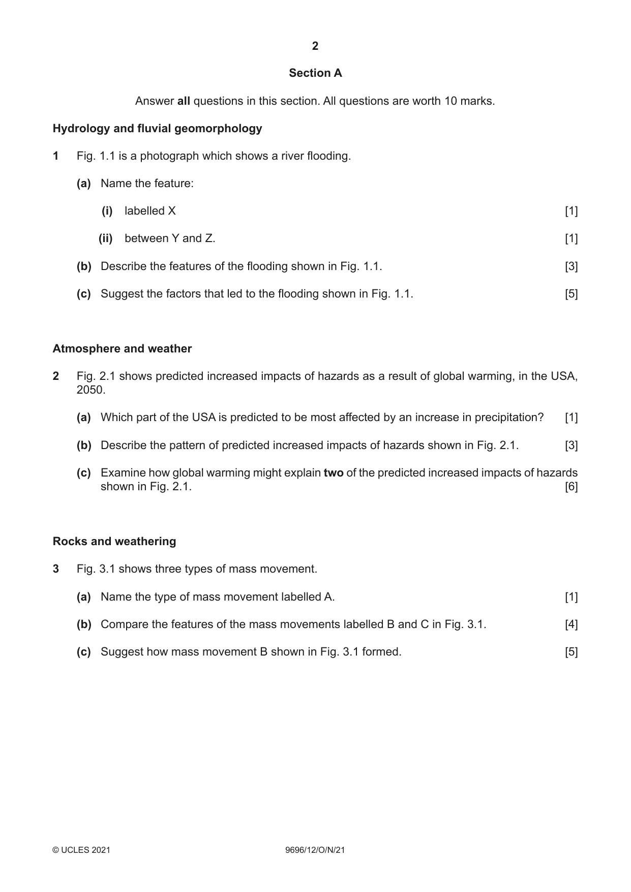 Cambridge A Level Geography 9696 2021 Oct/Nov Paper 1 · Variant 2 question paper, page 2 of 4