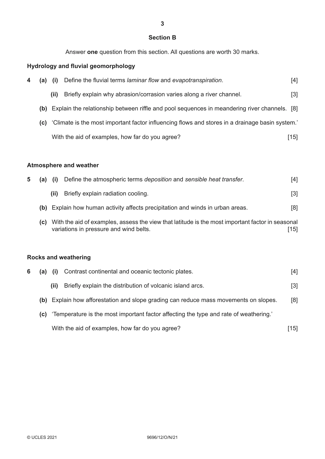 Cambridge A Level Geography 9696 2021 Oct/Nov Paper 1 · Variant 2 question paper, page 3 of 4