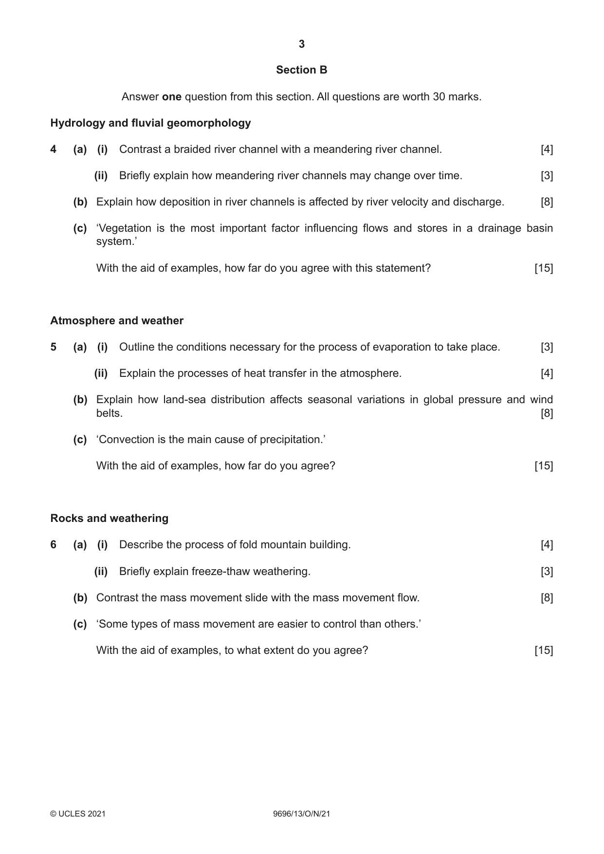 Cambridge A Level Geography 9696 2021 Oct/Nov Paper 1 · Variant 3 question paper, page 3 of 4