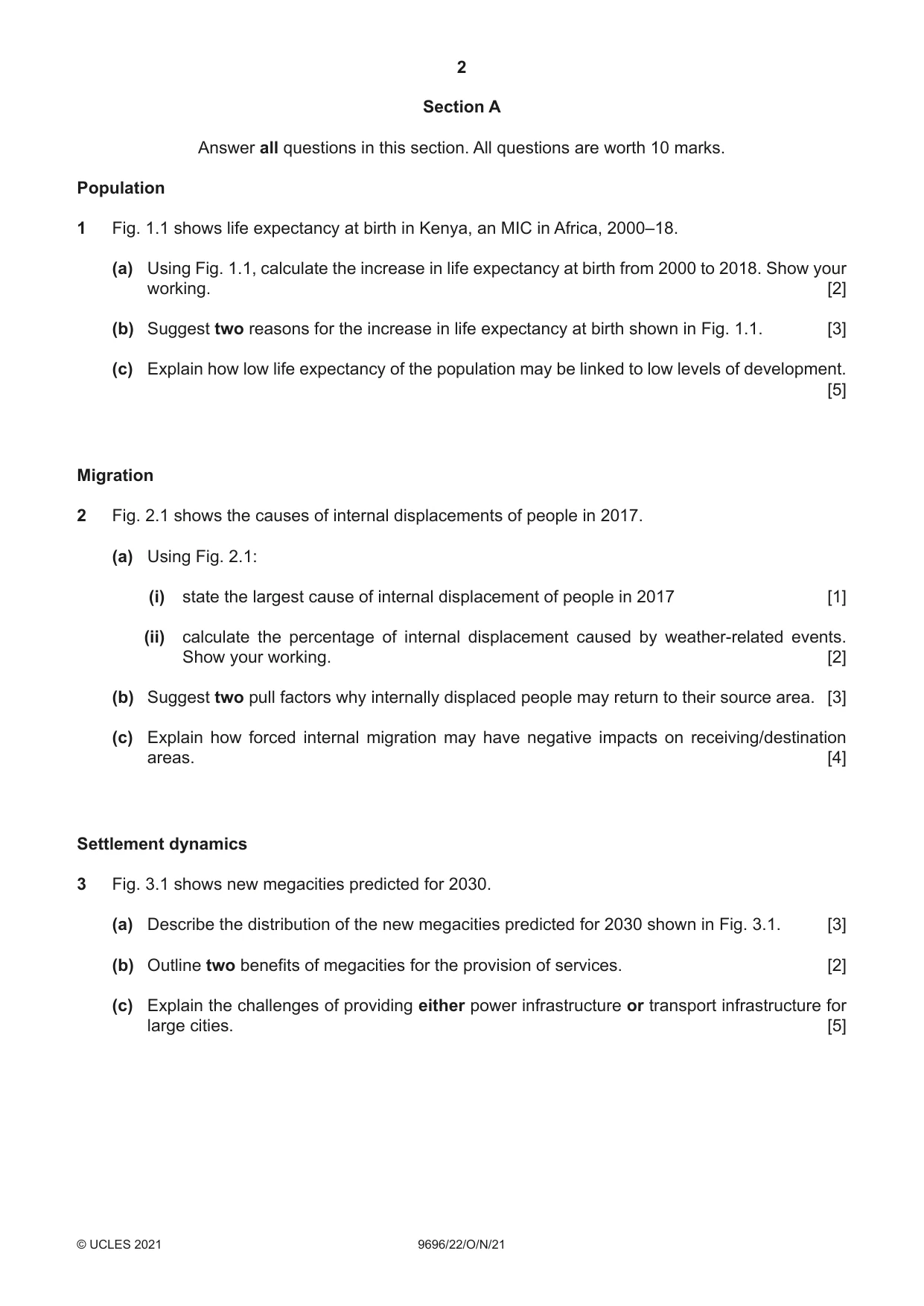 Cambridge A Level Geography 9696 2021 Oct/Nov Paper 2 · Variant 2 question paper, page 2 of 4
