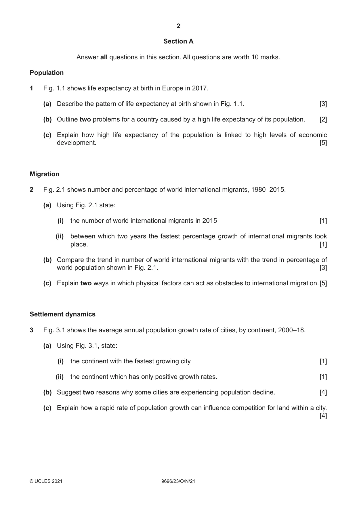 Cambridge A Level Geography 9696 2021 Oct/Nov Paper 2 · Variant 3 question paper, page 2 of 4