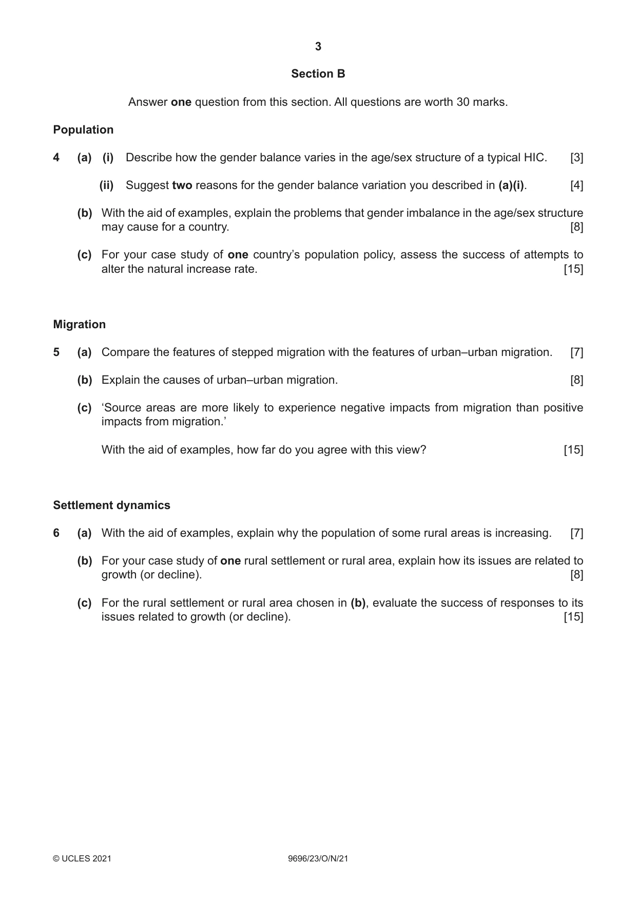 Cambridge A Level Geography 9696 2021 Oct/Nov Paper 2 · Variant 3 question paper, page 3 of 4