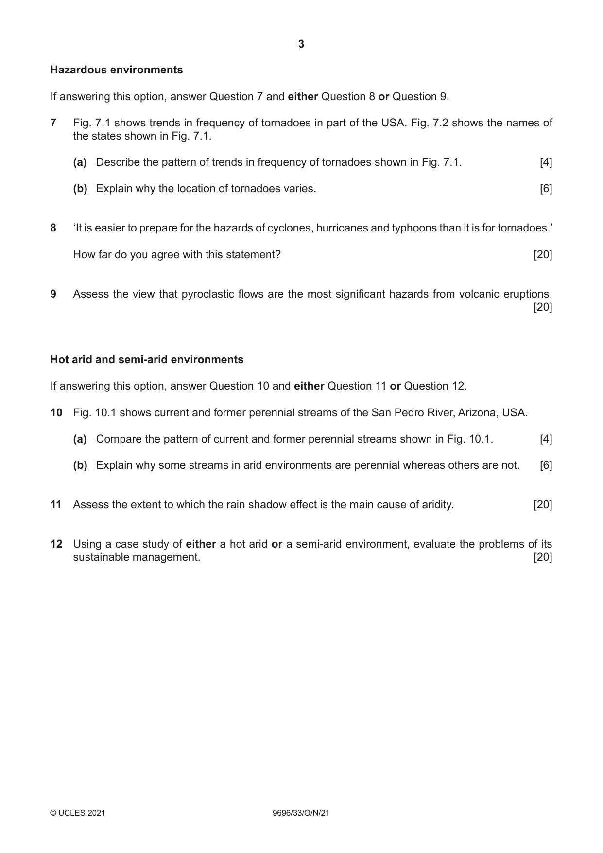 Cambridge A Level Geography 9696 2021 Oct/Nov Paper 3 · Variant 3 question paper, page 3 of 4