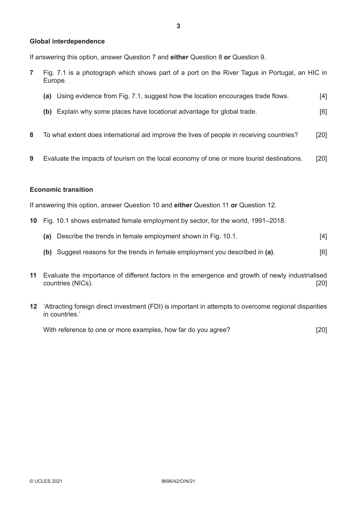 Cambridge A Level Geography 9696 2021 Oct/Nov Paper 4 · Variant 2 question paper, page 3 of 4
