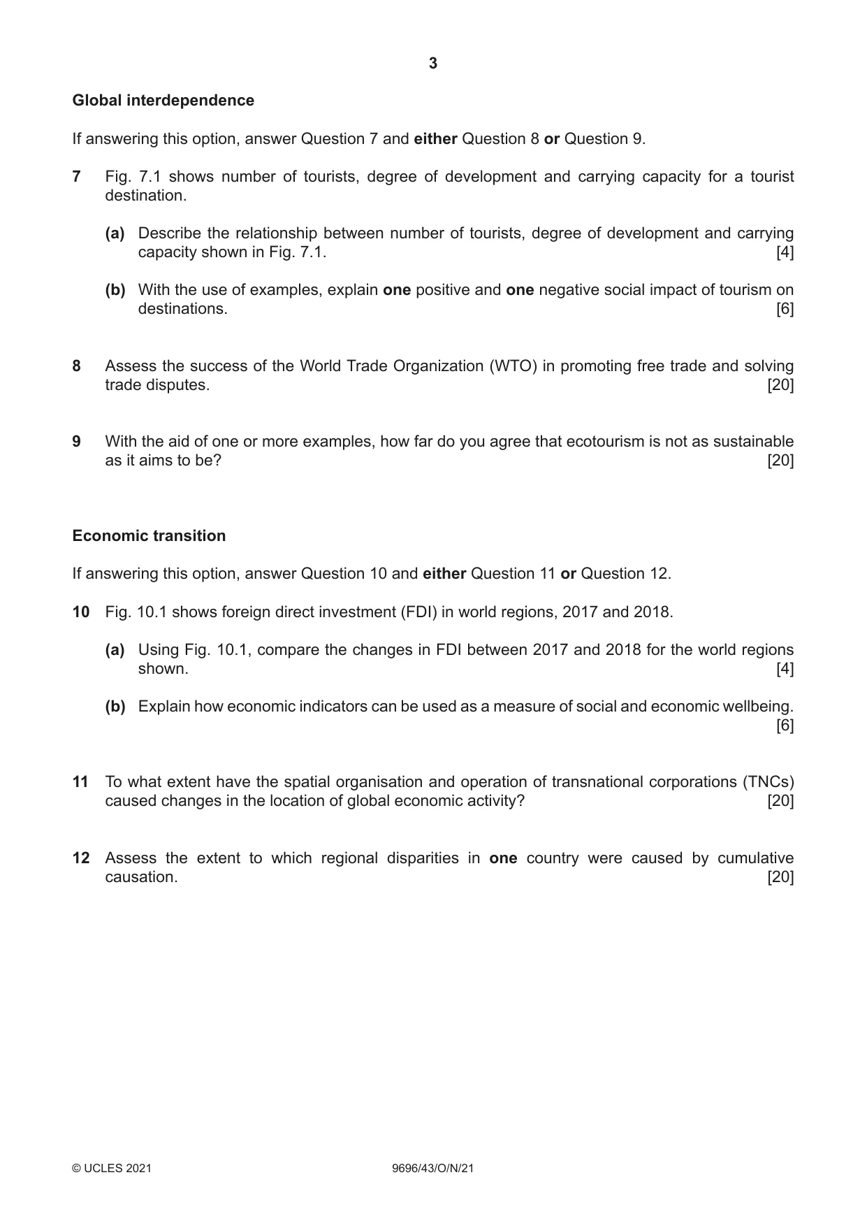 Cambridge A Level Geography 9696 2021 Oct/Nov Paper 4 · Variant 3 question paper, page 3 of 4
