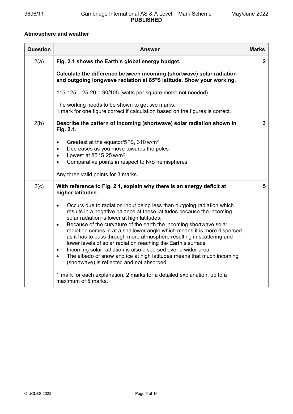Mark scheme, page 5 of 16