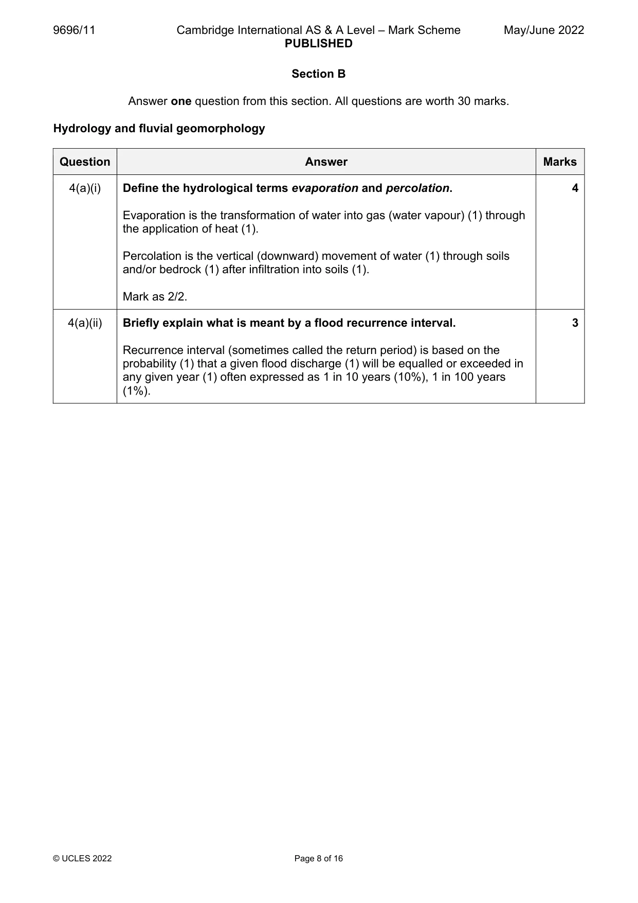 Mark scheme, page 8 of 16