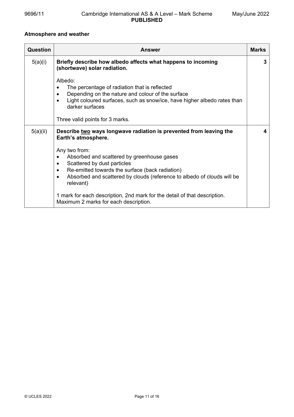 Mark scheme, page 11 of 16