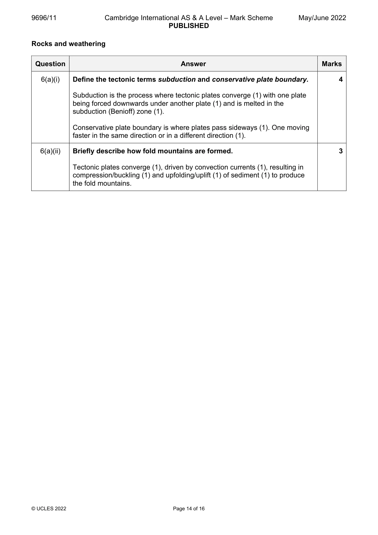 Mark scheme, page 14 of 16