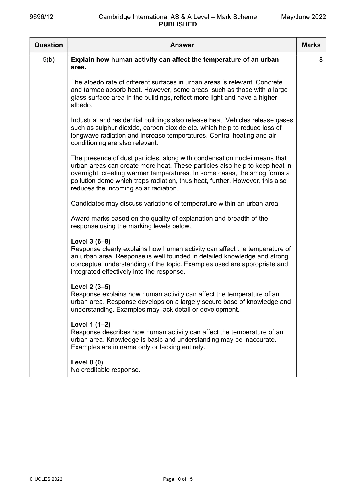 Mark scheme, page 10 of 15