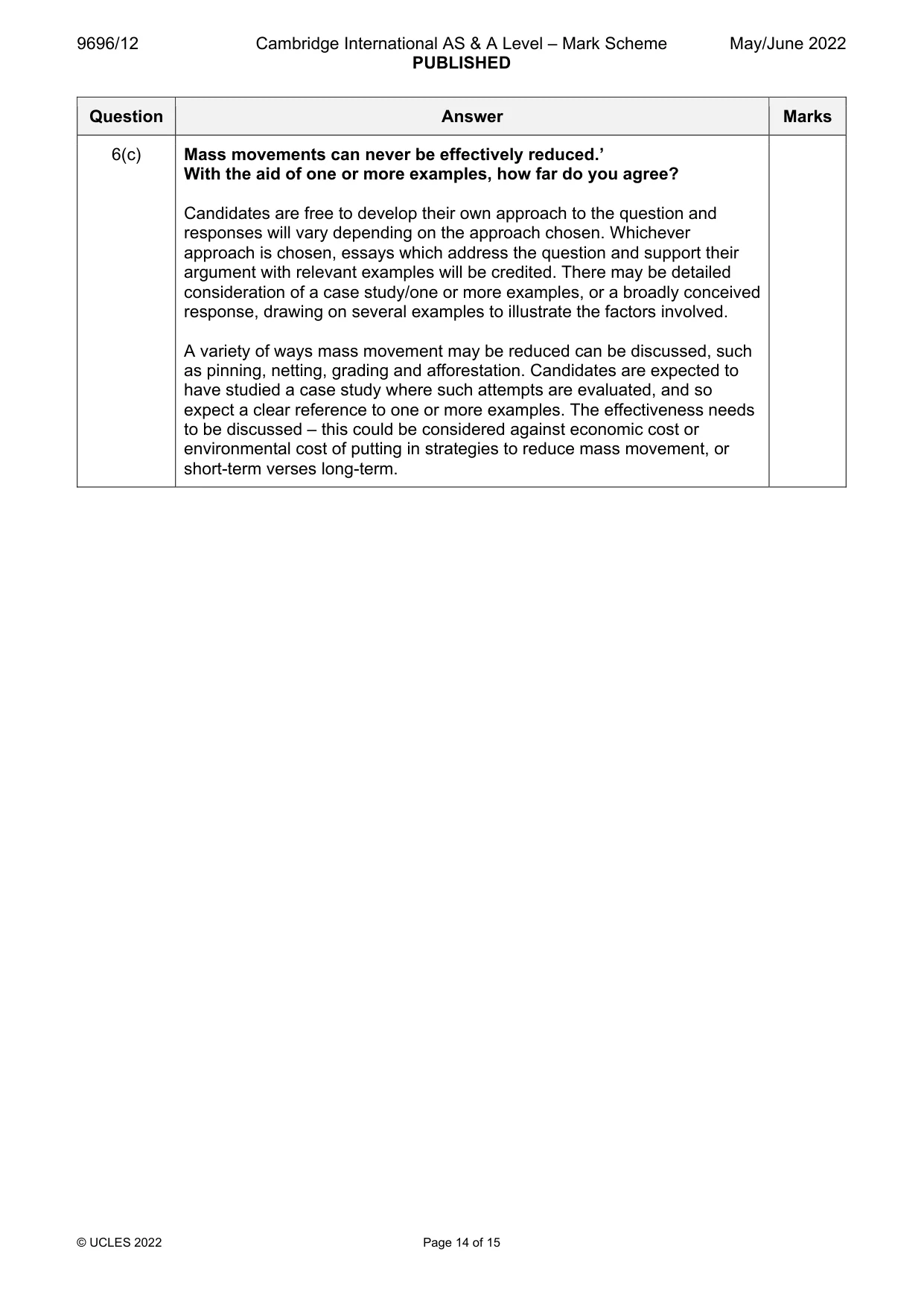 Mark scheme, page 14 of 15