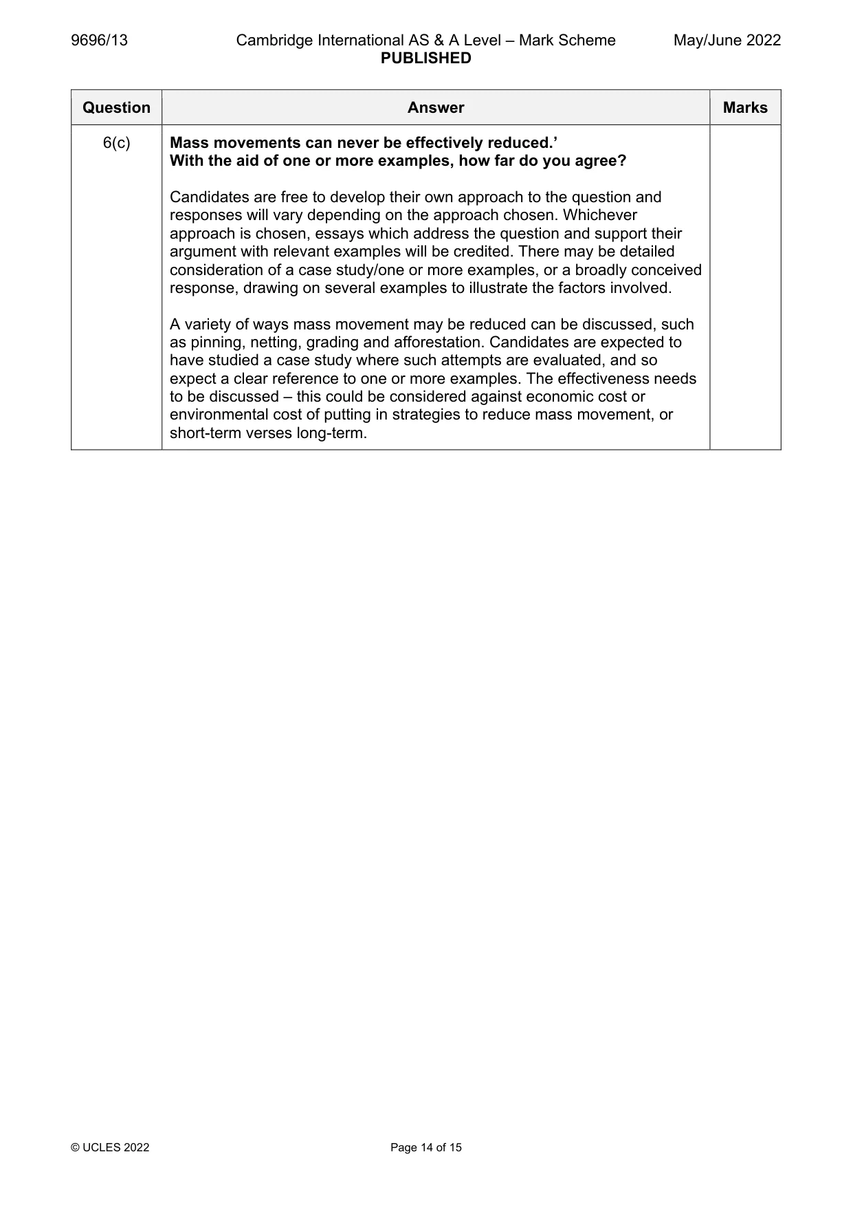 Mark scheme, page 14 of 15