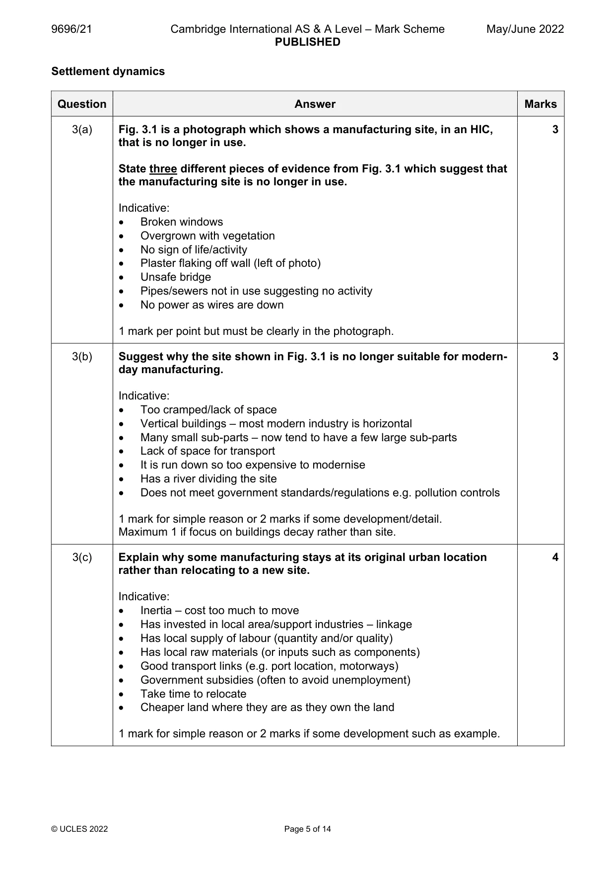 Mark scheme, page 5 of 14