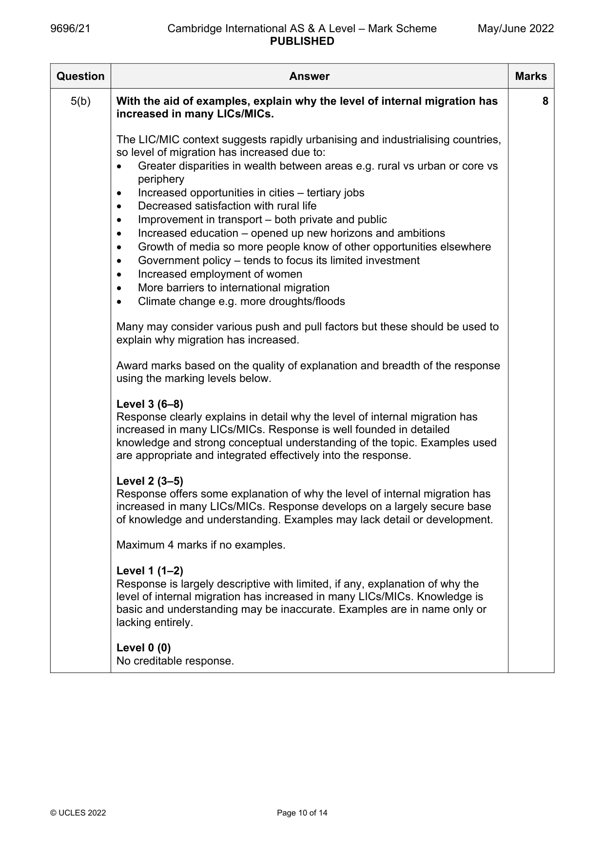 Mark scheme, page 10 of 14