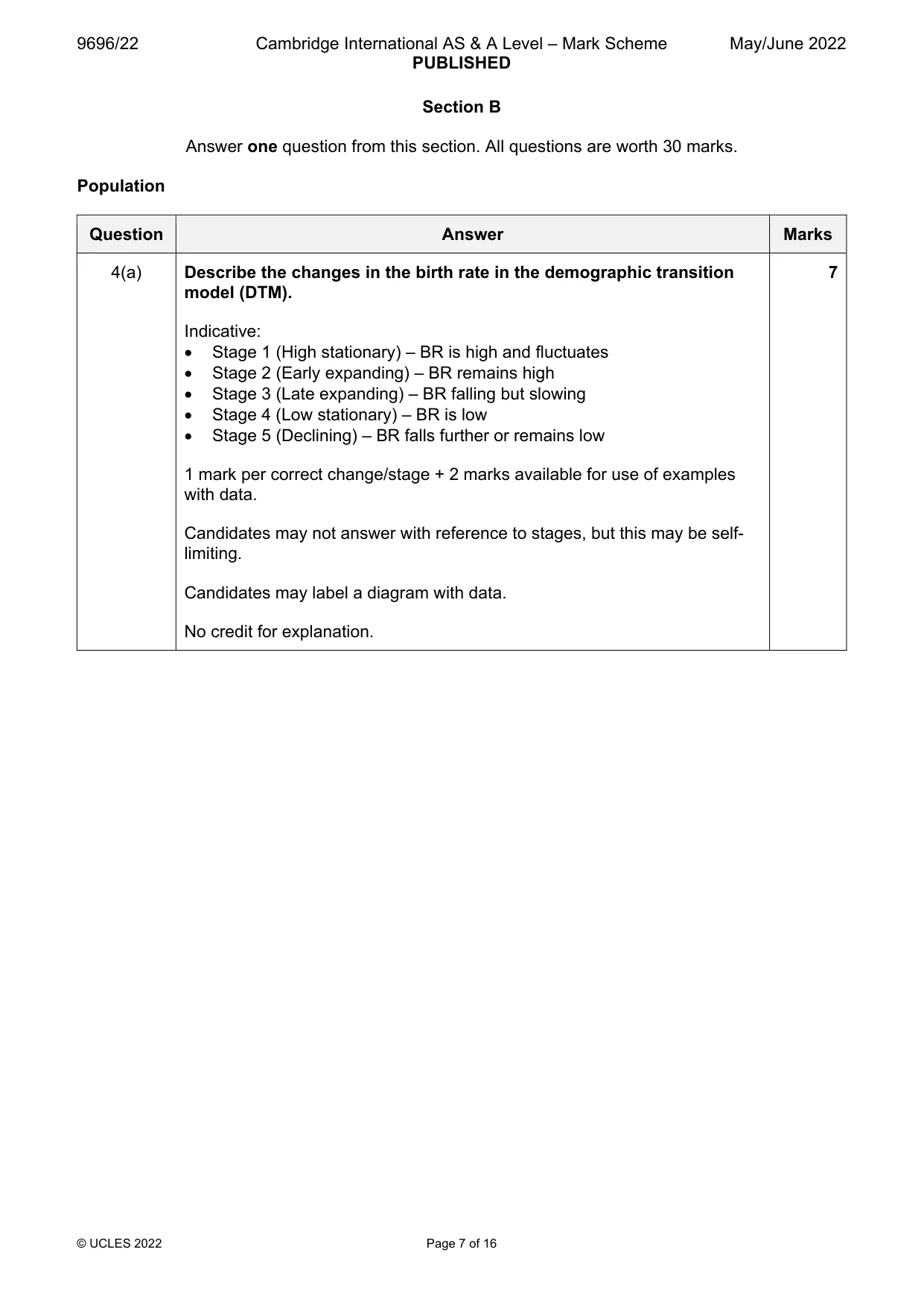Mark scheme, page 7 of 16